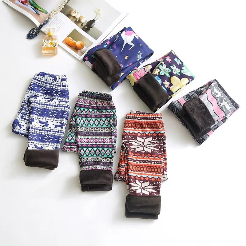 Girls Pants Autumn Winter Baby Girls' Leggings Thick Warm Leopard Kids Pants Girl Plus Velvet Children Vintage Flower Trousers