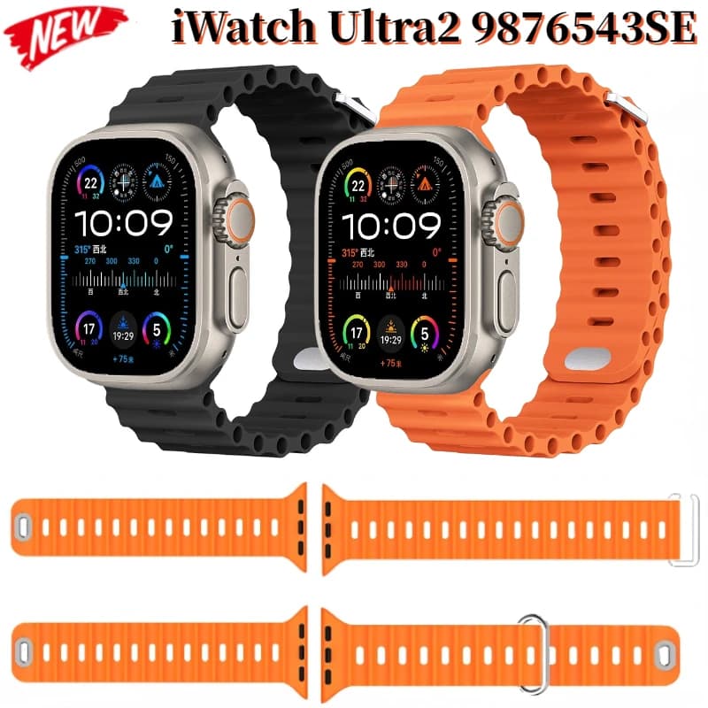 Ocean Strap for Apple Watch Ultra2 Band 49mm 10 9 8 7 46mm 45mm 41mm Silicone Bracelet Wristband for 6 5 4 3 SE 44mm 40mm 42mm