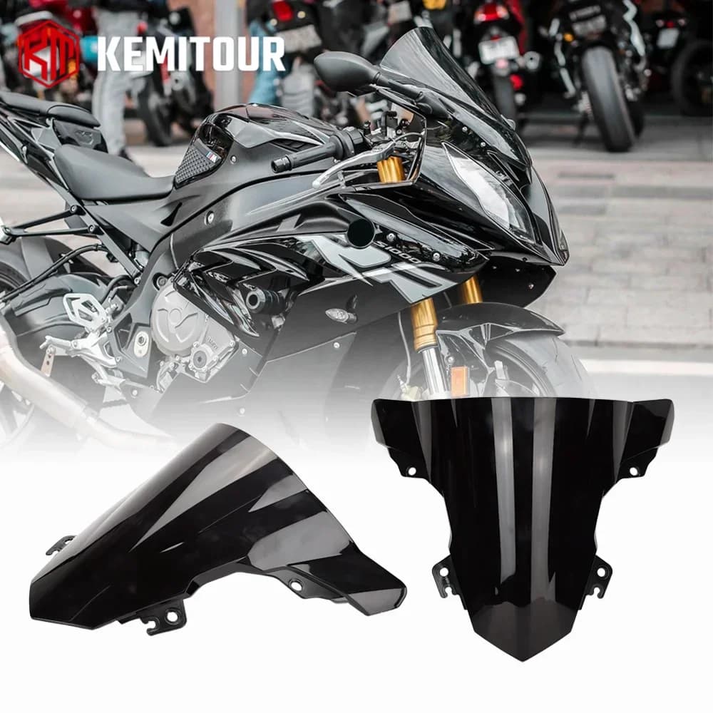 Double Bubble Windshield For BMW S1000RR 2015-2018 Windproof Wind Deflector S 1000 RR Clear Black Windscreen Motorcycle Parts