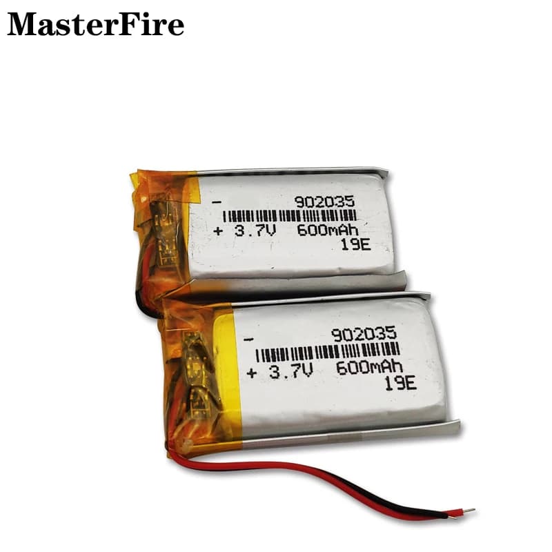 2PCS 3.7V 600mah Rechargeable Lithium Polymer Battery 902035 for Car Recorder VR Glasses Recording Pen Electronic Toy Batteries