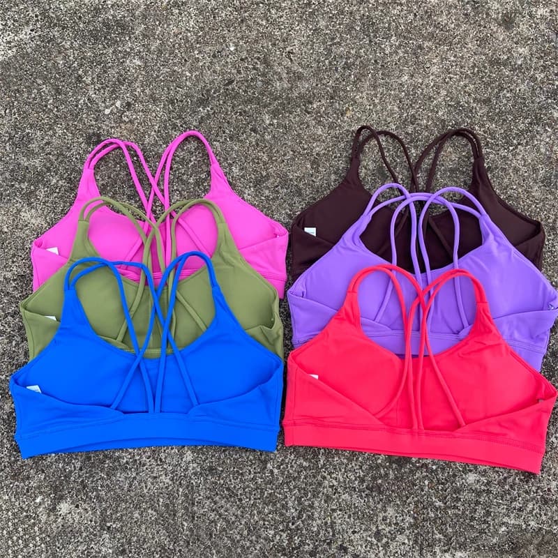 Women Cross Straps Sports Bra Gym Workout Crop Top Yoga Vest High Impact Fitness Bralette Push Up Running Tight Padded Underwear