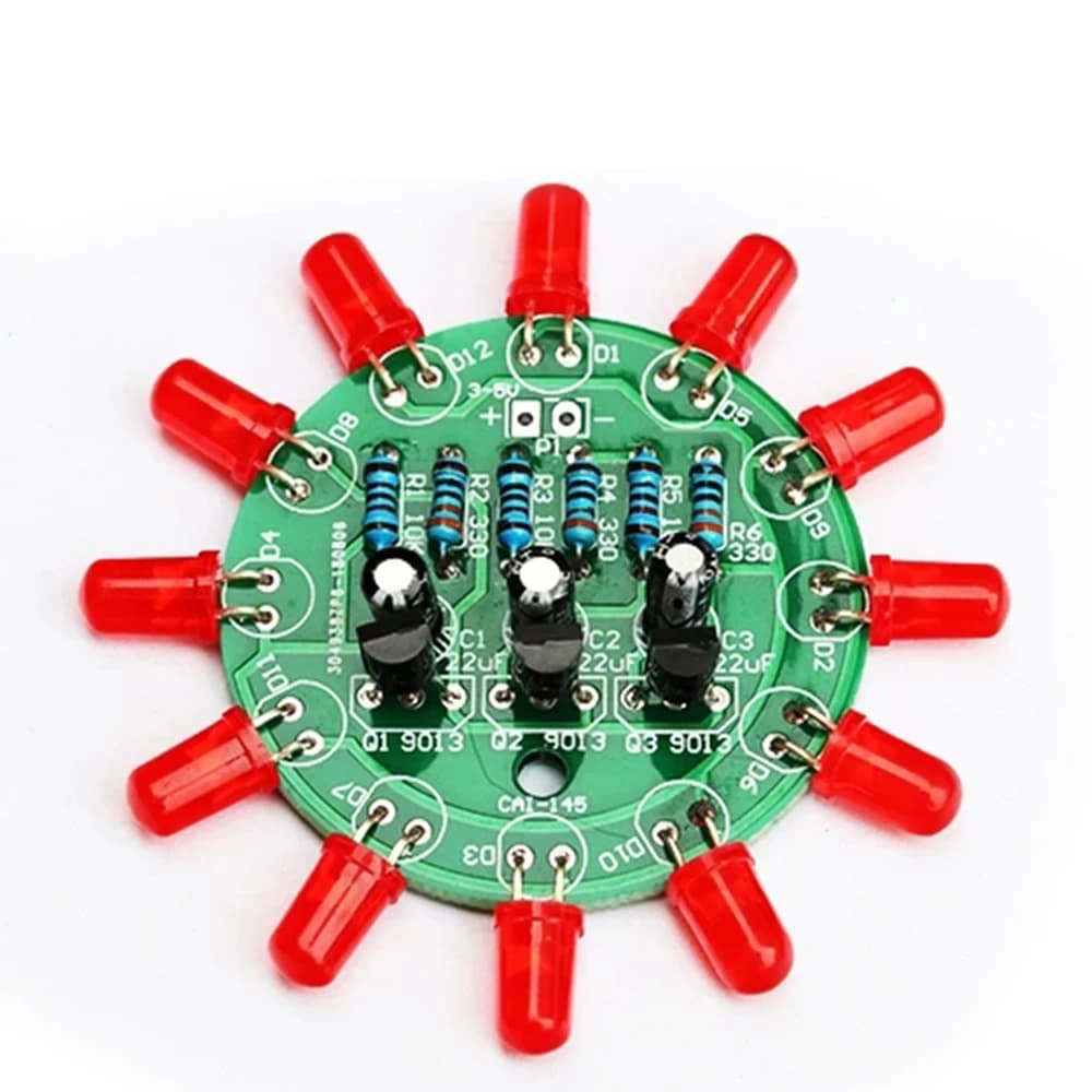 Diy Electronic Kit Set LED Round Water Light Making Kit for Skill Training Soldering Practice Parts