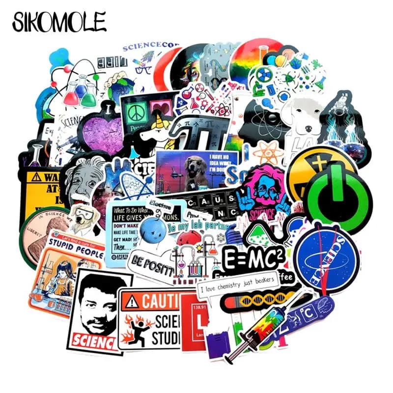 10/30/50PCS Cartoon Science Stickers Chemistry Biology Laboratory Research Furniture Wall Desk Chair Toy Computer Motorcycle F5