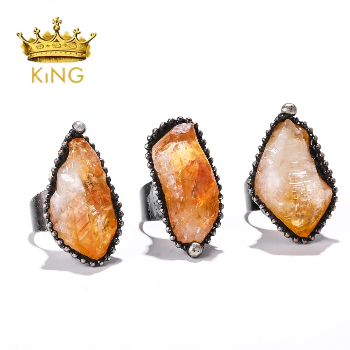 Raw Crystal Gemstone Yellow Quartz Ring Dainty Jewelry, Natural Citrine Stone Boho Rings