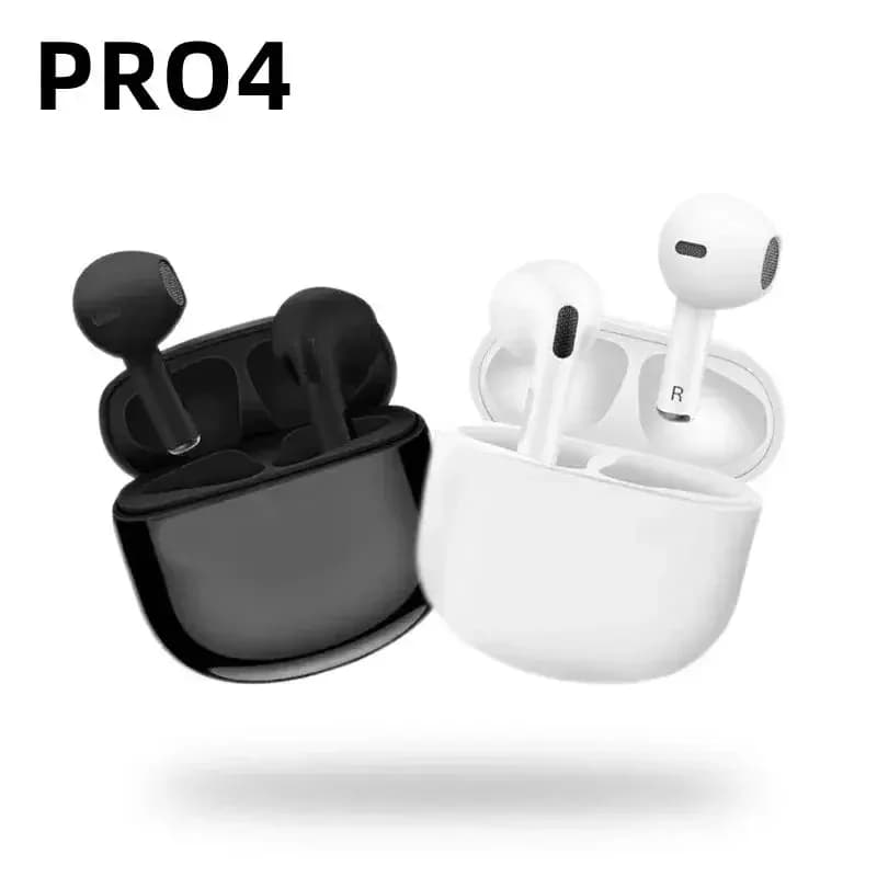 Pro4 TWS Bluetooth Earphones, Wireless 9D Stereo In-Ear Headphones, HiFi Earbuds, Hands-Free Headset with Microphone, Compatible with iPhone and Xiaomi