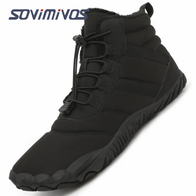 Mens Womens Snow Boots Barefoot Shoes Waterproof Wide Toe Box Shoes Minimalist Zero Drop Sole Cotton Boots Sneakers
