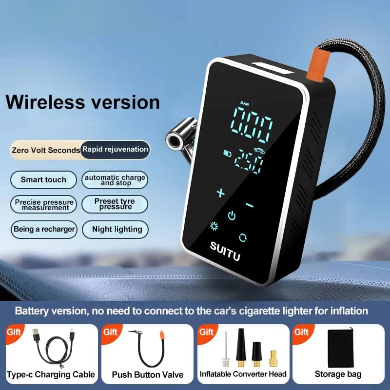Wireless Air Pump 150psi Touch Screen Portable Electric Tire Inflator For Car Bicycle Motorcycle Mini Air Compressor Injector