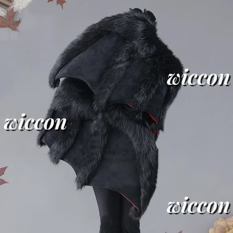 Large Furry Devil Bat Wings and Claw Gloves for Halloween Cosplay Animal Costume Gloves Gifts Cos Props Cute Paw Fursuit