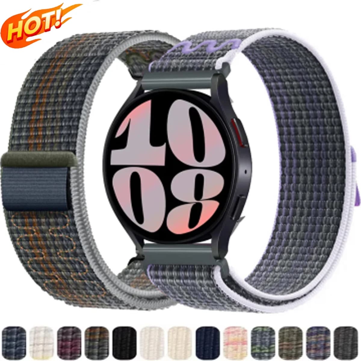 20mm 22mm Smart Watch Strap for Amazfit Balance GT4/3/2 Nylon Loop Bracelet for Samsung Galaxy Watch 4/6 Classic 5 Pro 45/46mm