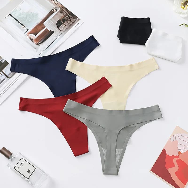 1PC Ultra-thin Thongs Women Panties Ice Silk Seamless Underwear Sexy Sports Pantys Low Rise G-string Female Solid Underpants