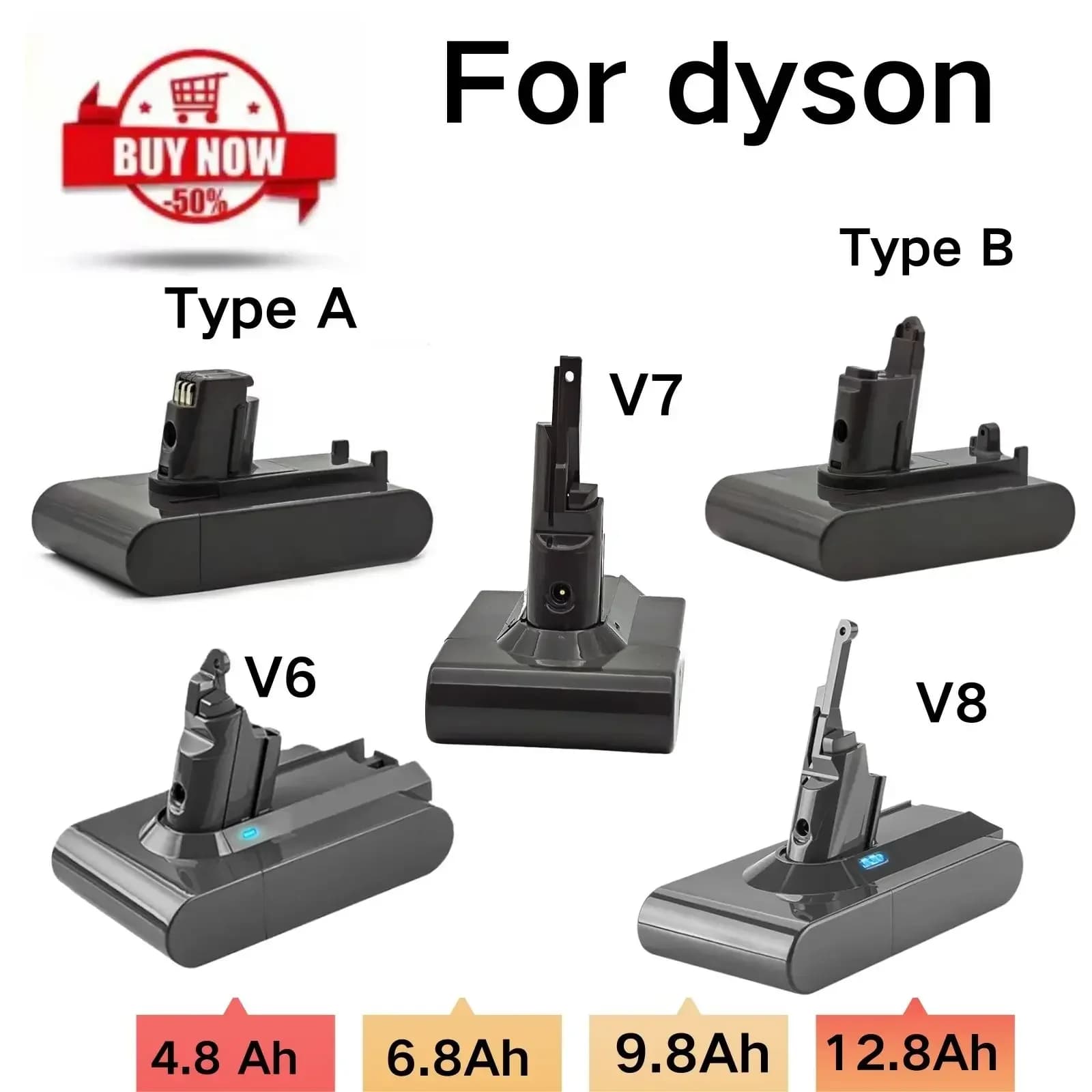 Vacuum Cleaner Rechargeable Battery for Dyson V6 V7 V8 V10 Series SV07 SV09 SV10  DC31 DC34 Absolute Fluffy Animal Pro Bateria