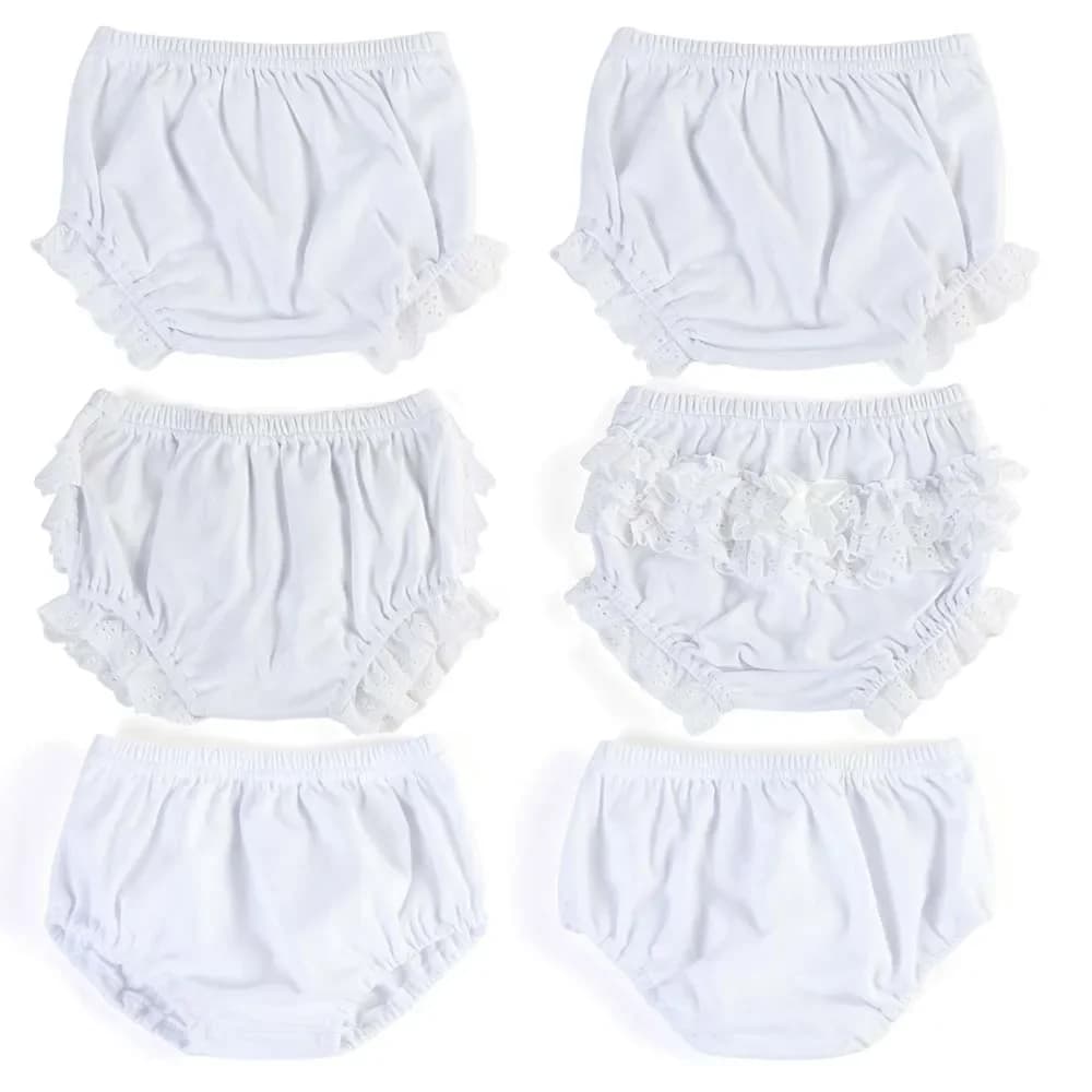 Ruffkids Newborn White 100% Cotton Diaper Covers Infant Panties Toddler Boys Underwear Lace Ruffle Baby Girl Bloomer