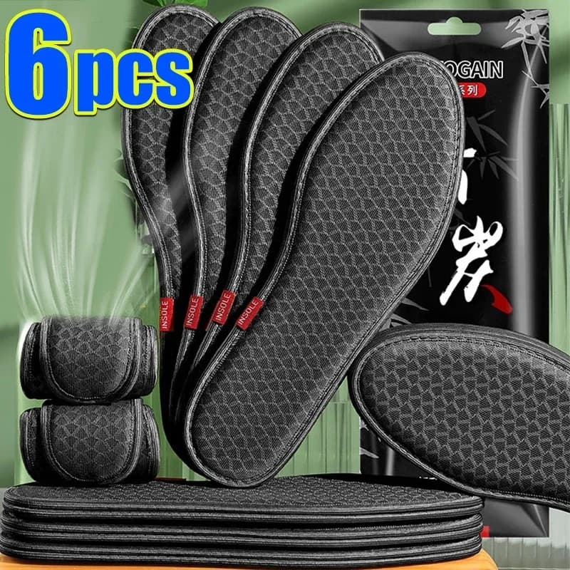 Deodorant Foot Insoles Bamboo Charcoal Insert Absorb-Sweat Mesh Breathable Thin Sport Shoe Pad Suction Perspiration Insole