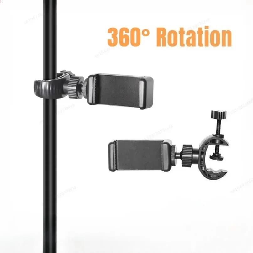 Multifunctional Adapter Clip Phone Holder 360° Rotation Adjustable Clamp Spiral Clamping For All 5-6 inch Smartphone Live Mount