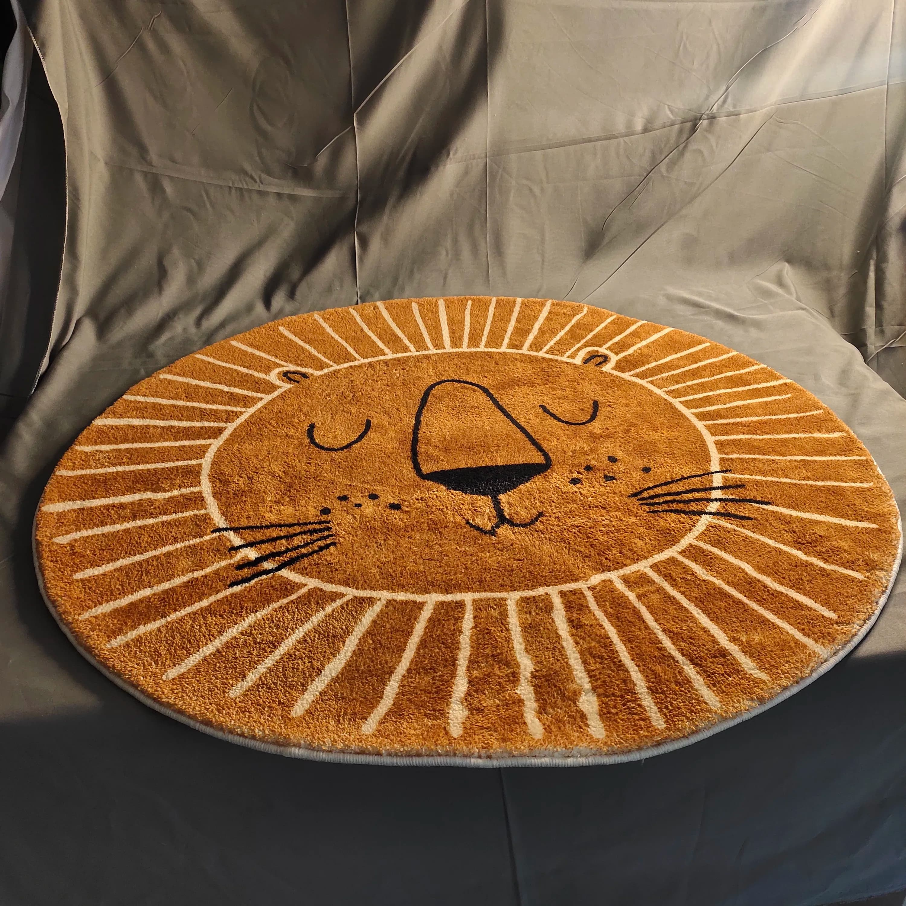 Baby Hause Cartoon Runde Boden Weichen Flanell Lion Kinder Teppich Für Zimmer Baby Spielen Zimmer Teppich  Anti-slip Playmat