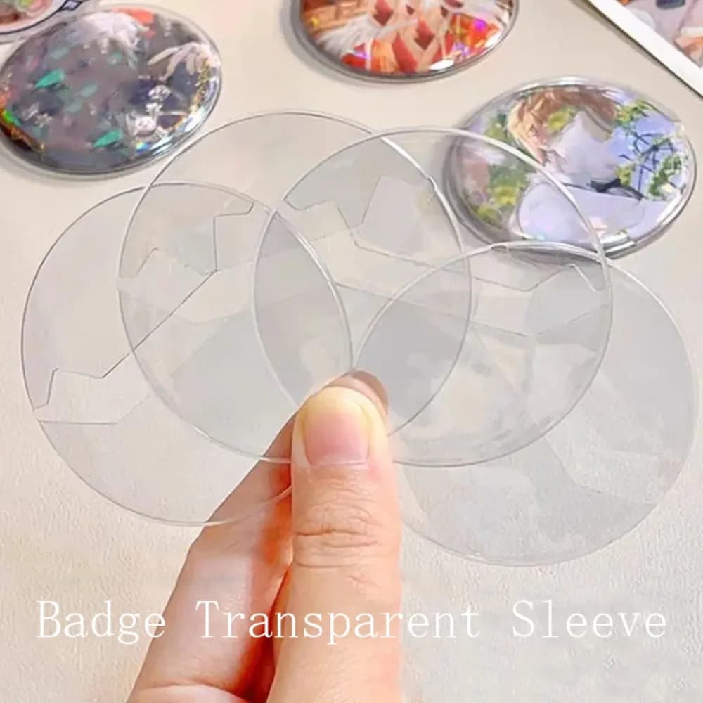 5PCS Transparent Badge Display Sleeve Round Card Storage Case Anime Badges Decoration PVC Protector