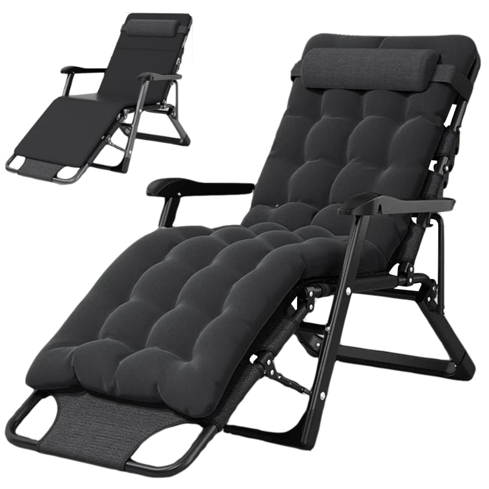 Folding Lounge Chair Versatile Foldable Patio Recliner Adjustable Patio Recliner with Headrest Cushion for Home Office