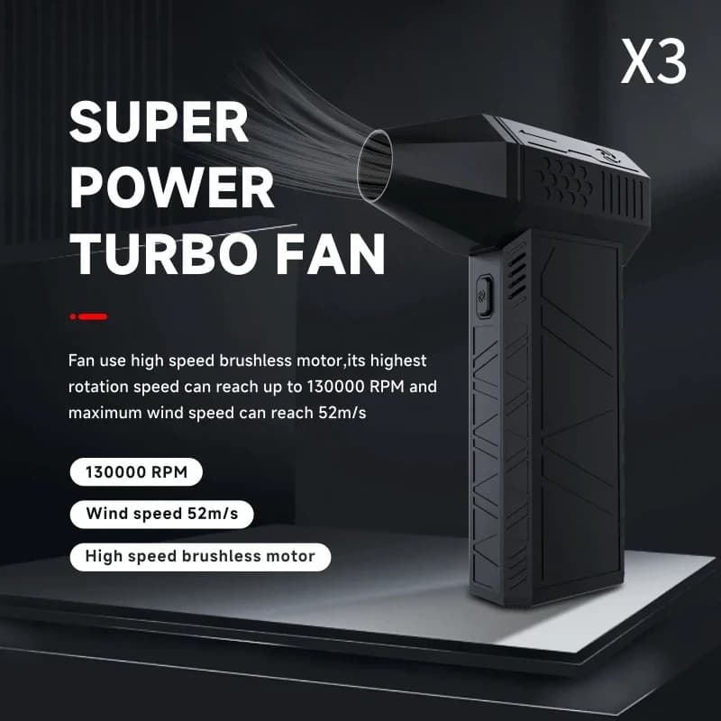 130000RPM Car Electric Air Duster X3 Mini Turbo Violent Fan with 3 Speeds Rechargeable Super Jet Dry Blower for Truck Keyboard