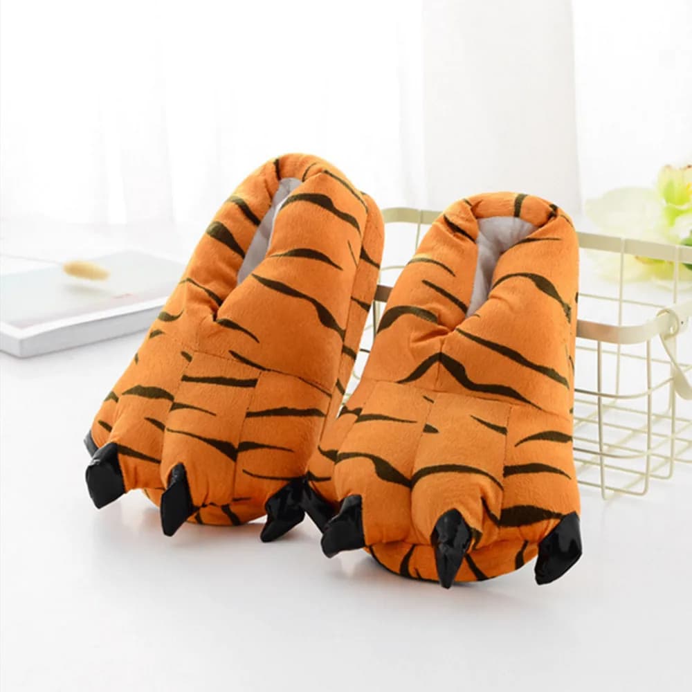 Plush Warm Indoor Slippers Funny Animal Claw Men Women Monster Shoes Soft Winter Children Adult Cosplay Performance Props