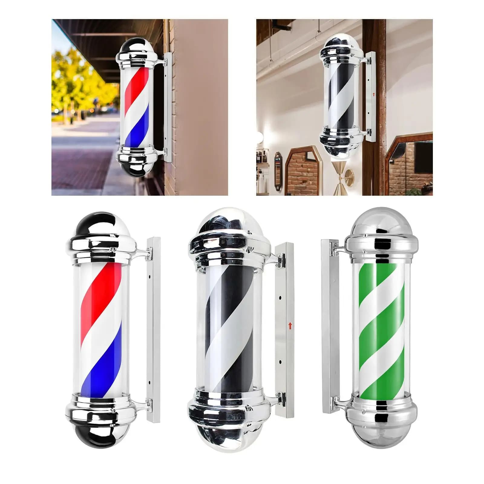 Barber Pole Light Sturdy Salon Rotating Light for Barbershop Indoor Outdoor