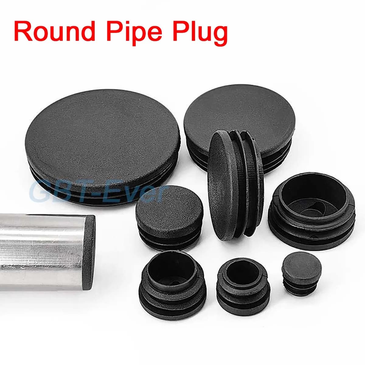 1-20Pcs 10mm-140mm Black Round Plastic Blanking End Cap Tube Pipe Inserts Plug Bung Insert Stopper for Chair Table Leg Pipe
