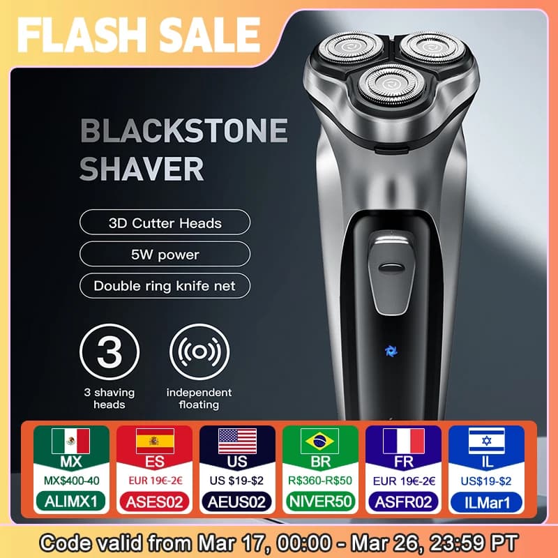 ENCHEN Blackstone Electrical Rotary Shaver for Men 3D Floating Blade Washable Type-C USB Rechargeable Shaving Beard Machine