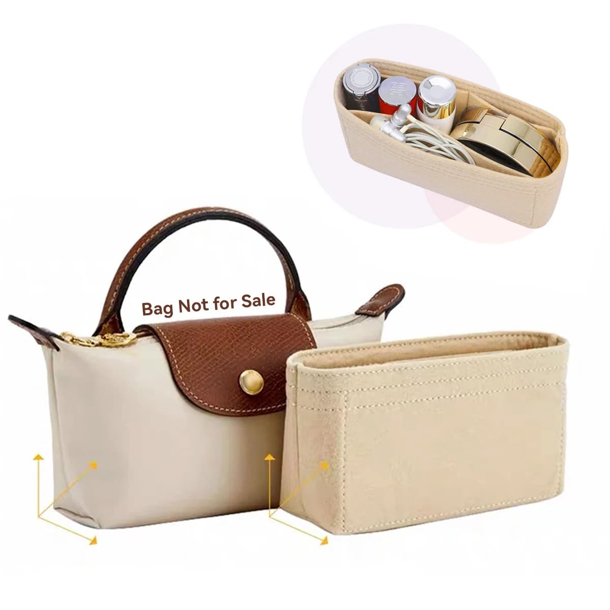 Bag Organizer For Longchamp Mini Bag Storage Bag The Liner Bag Felt Purse Insert Handbag Liner Bag