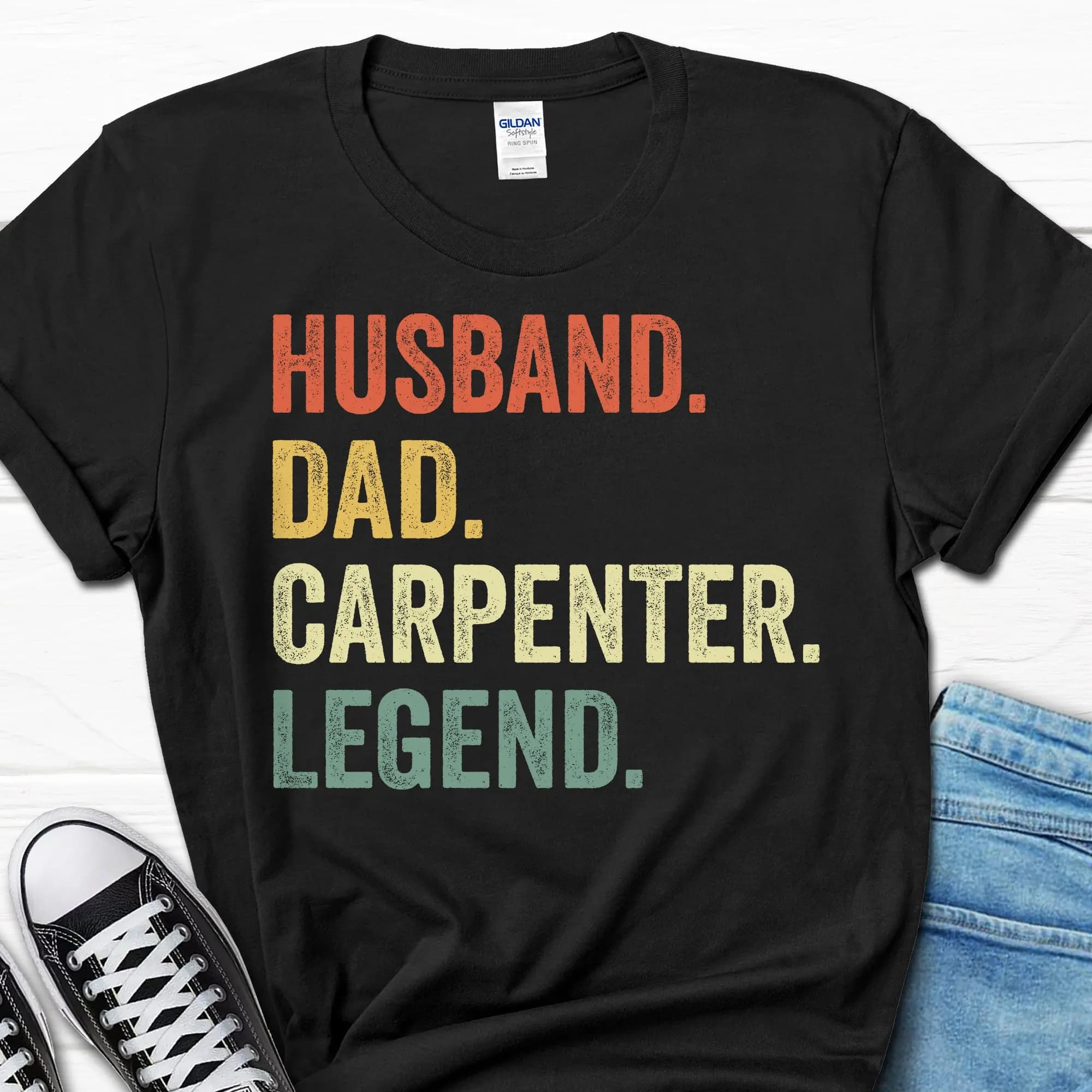 Husband Dad Carpenter Legend s for Men Handyman Father's Day T Shirt Carpentry Christmas Men's Him