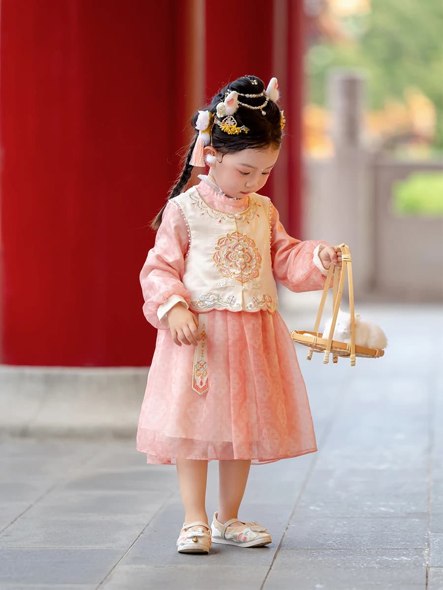 Hanfu Girls Spring and Autumn 2024 New Children's New Chinese Ancient Princess Dress Mid-Autumn Tang Clothing