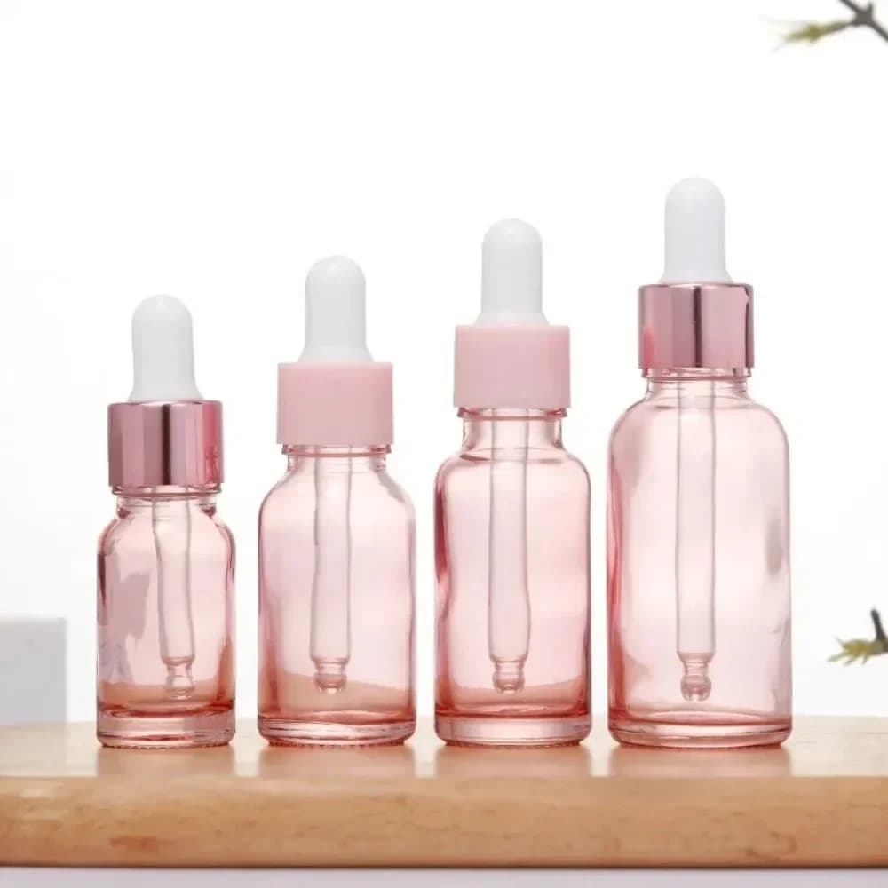 Refillable Cosmetic Container Dropper Bottles Pink Glass Aromatherapy Liquid for Essential Massage Oil Pipette Empty Bottles
