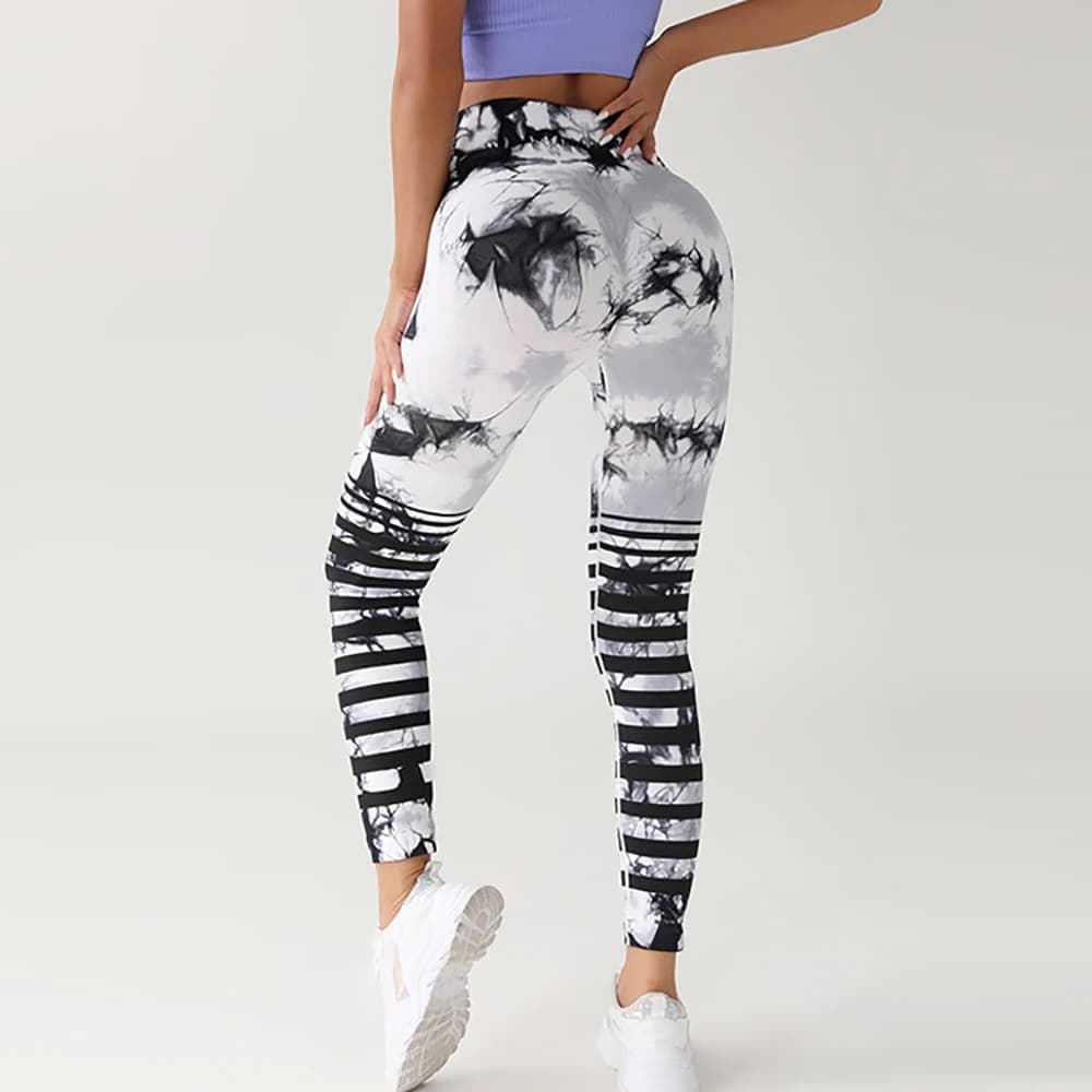 Fashion Tie Dye High Waist Sporty Shorts Women Stripe Seamless Elastic Gym Yogo Shorts Sexy Tights Butt Lift Fitness Running Pan