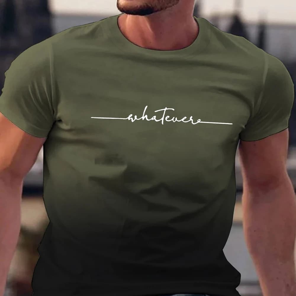 Summer Men's Clothing Whatever Print Short Sleeve Men Trend Products Sports Top Gym Tee Quick Dry T Shirt Male Gradient T shirts