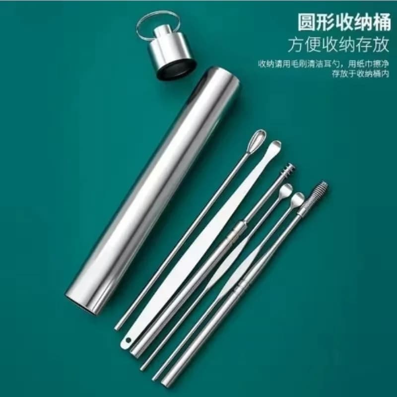 Ear Pick Six-piece Set Ear Cleaning Ear Picking Earpick Convenient Portable Portable Ear Pick Household Portable for Adults