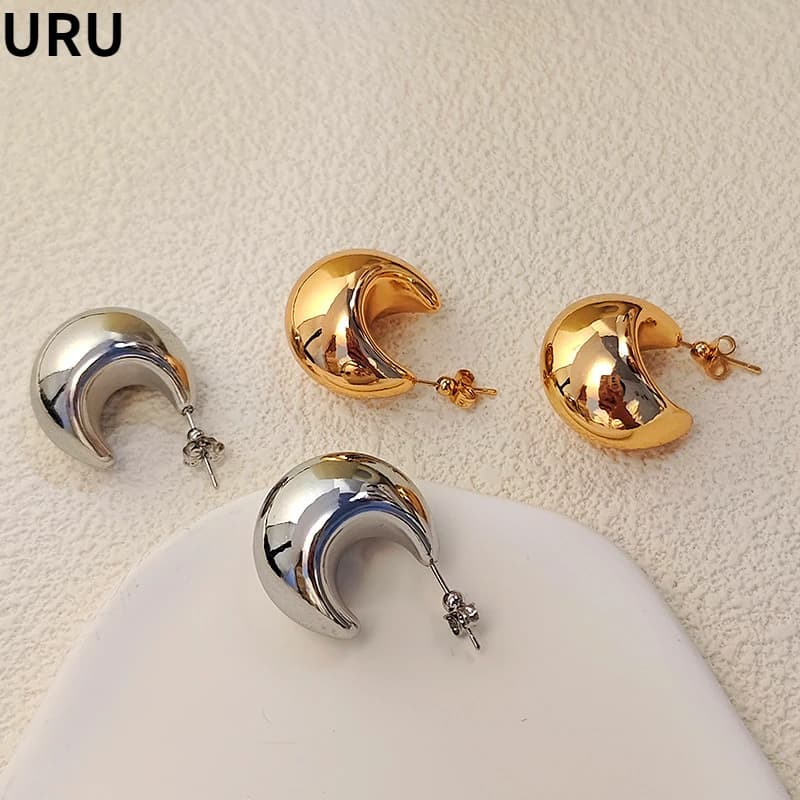 Modern Jewelry Popular Design Smooth Ruond Earrings For Women Female 2024 Trend New Cool Trend Ear Accessories