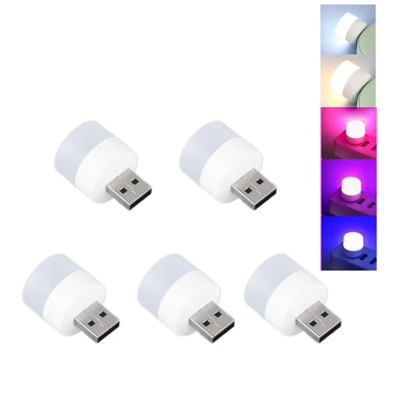 5pcs 5V USB Plug Lamp 5V Super Bright Eye Protection Book Light Computer Mobile Power Charging USB Small Round LED Night Light