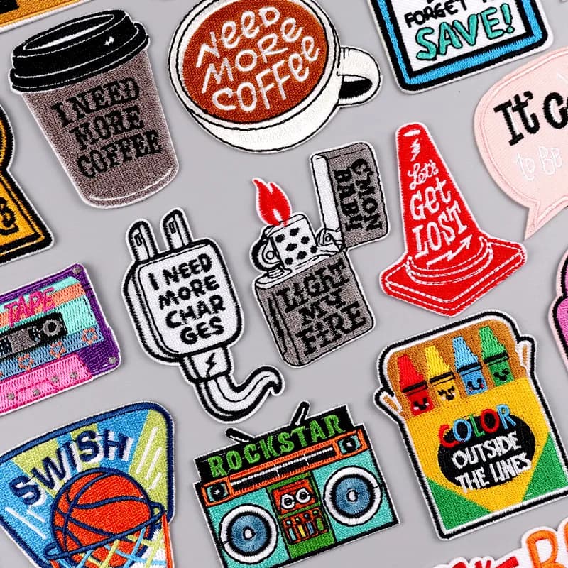 Cute Embroidered Patches for Clothing Thermoadhesive Coffee Cup Patch Iron on Patch with Letter Fusible Memory Tap Appliques