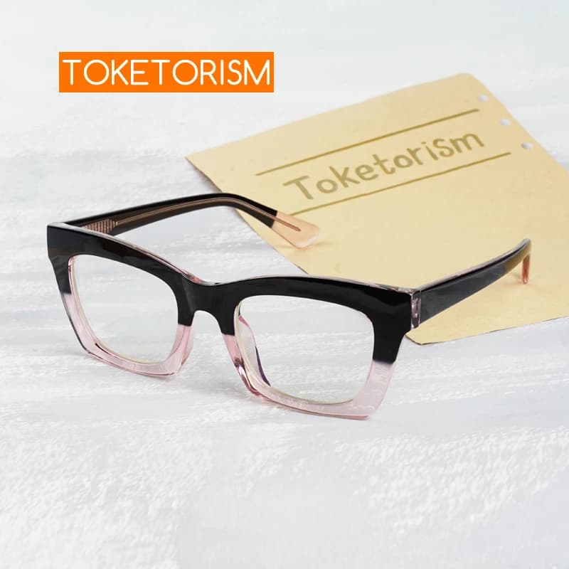 Toketorism Retro Square Glasses For Women High Fashion Anti Blue Eyeglasses Optical Glasses 6102
