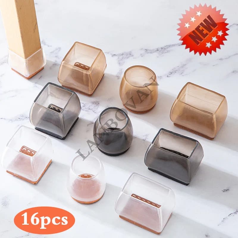 16pcs Upgraded silicone chair legs floor protectors Non-Slip Feet Pads For furniture Table Legs Sock Cover Felt Floor Protection
