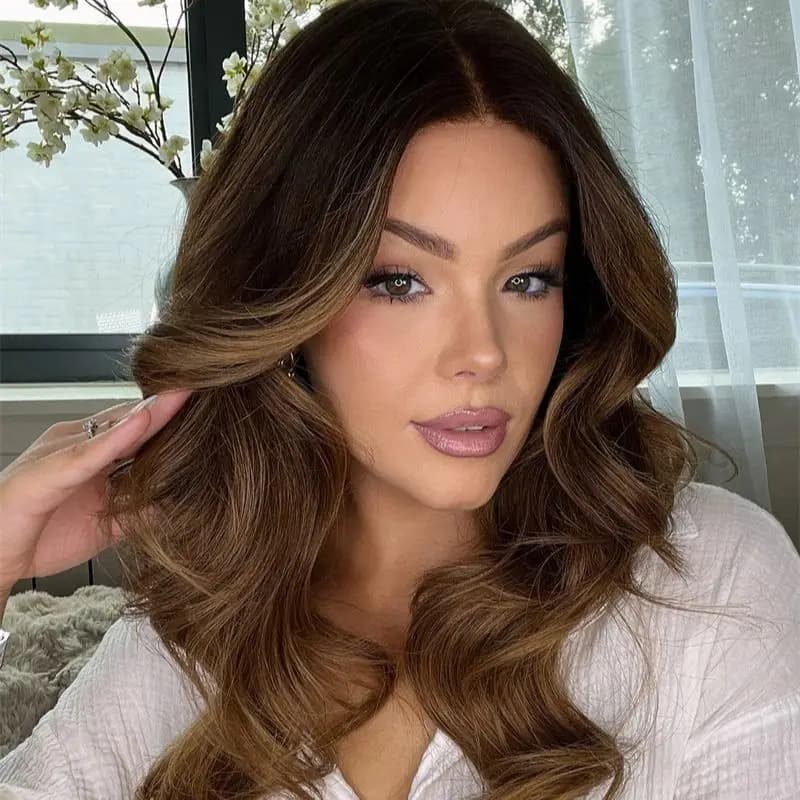 Black Roots Preplucked Hairline 180% Density Ombre Blonde Brown Body Wave13x4 HD Lace Frontal Wig Brazilian Remy Hair Wigs