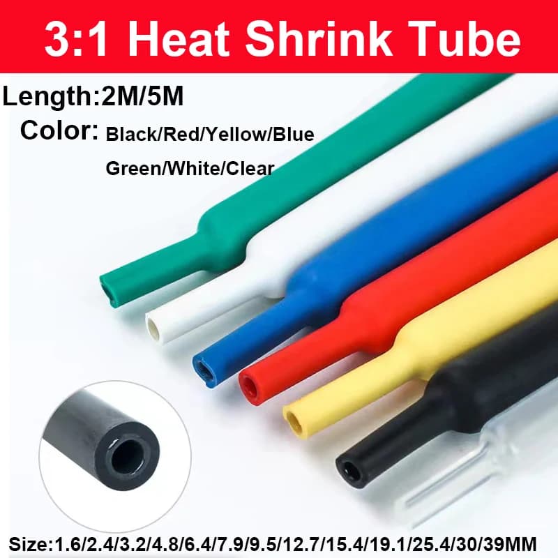3:1 Dual Wall Heat Shrink Tube Thick Glue ratio Shrinkable Tube Adhesive Lined Wrap Wire Kit 1.6/2.4/3.2/4.8/6.4/7.9/9.5/12.7mm