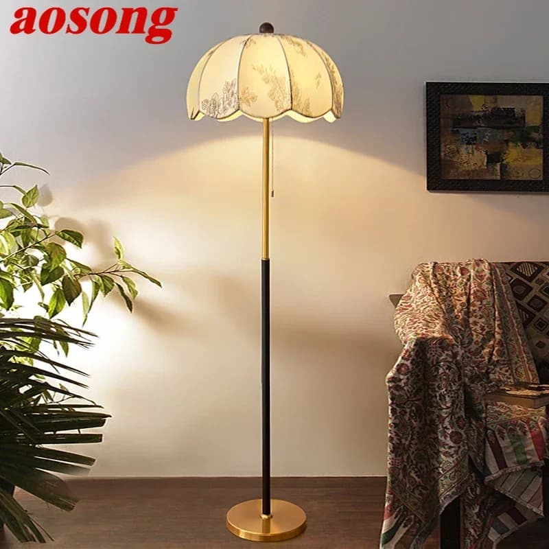 AOSONG Contemporary Floor Lamp Retro Art Bedroom Living Room Beside The Sofa LED Villa Hotel Decorative Standing Light