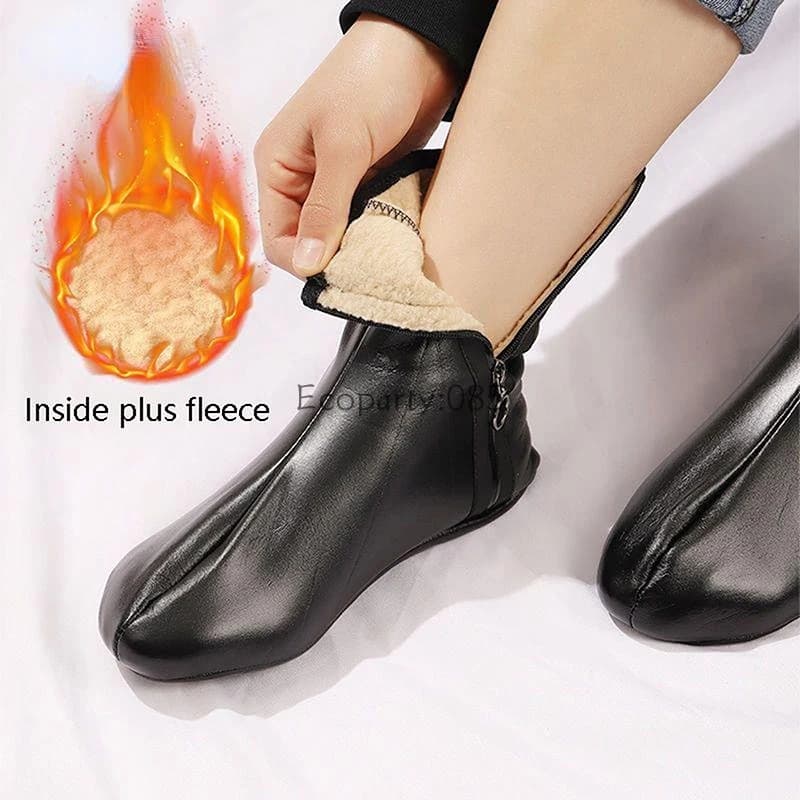 Warm Socks Cover For Unisex Zipper Winter Velvet Thickened Floor Socks Men Women Non-slip Bottom High Leather Socks Waterproof