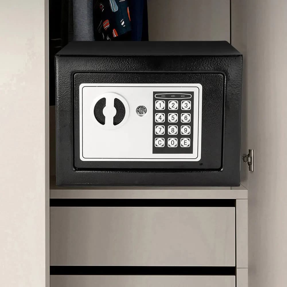 Small Safe Box with Keys Electronic Security Box Lockable Password Security Box Steel for Store Money Jewelry Document