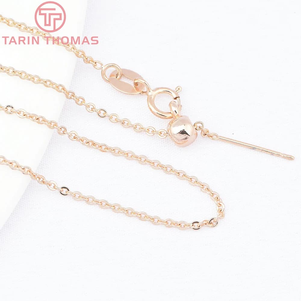 (4264) 2PCS Chain Width 1.3MM 24K Gold Color Plated Brass Necklace Chains Bracelet chains Quality  Jewelry Findings Accessories