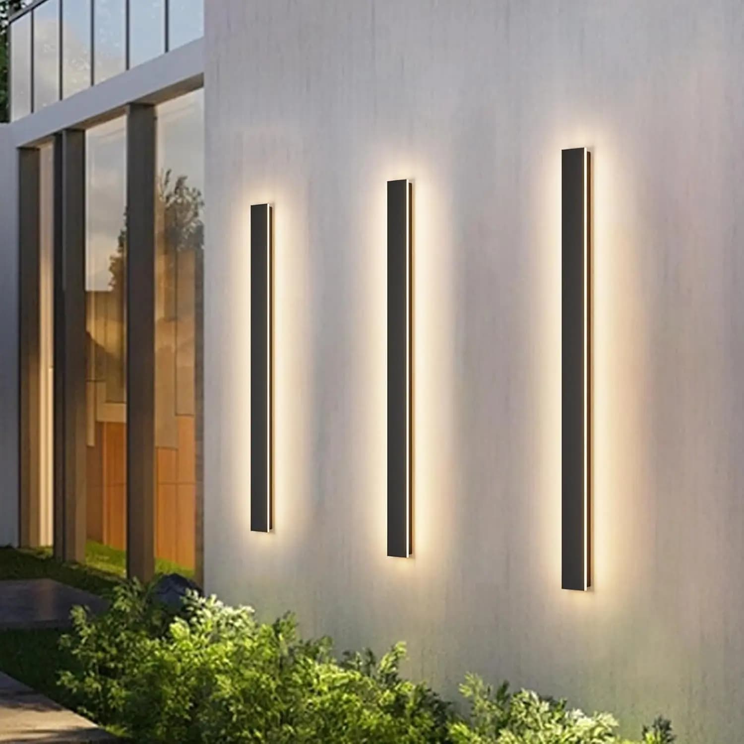 Outdoor Wall Light Long Strip LED Wall Sconce IP65 Anti Rust Warm Light Fixture 3000K Exterior Wall