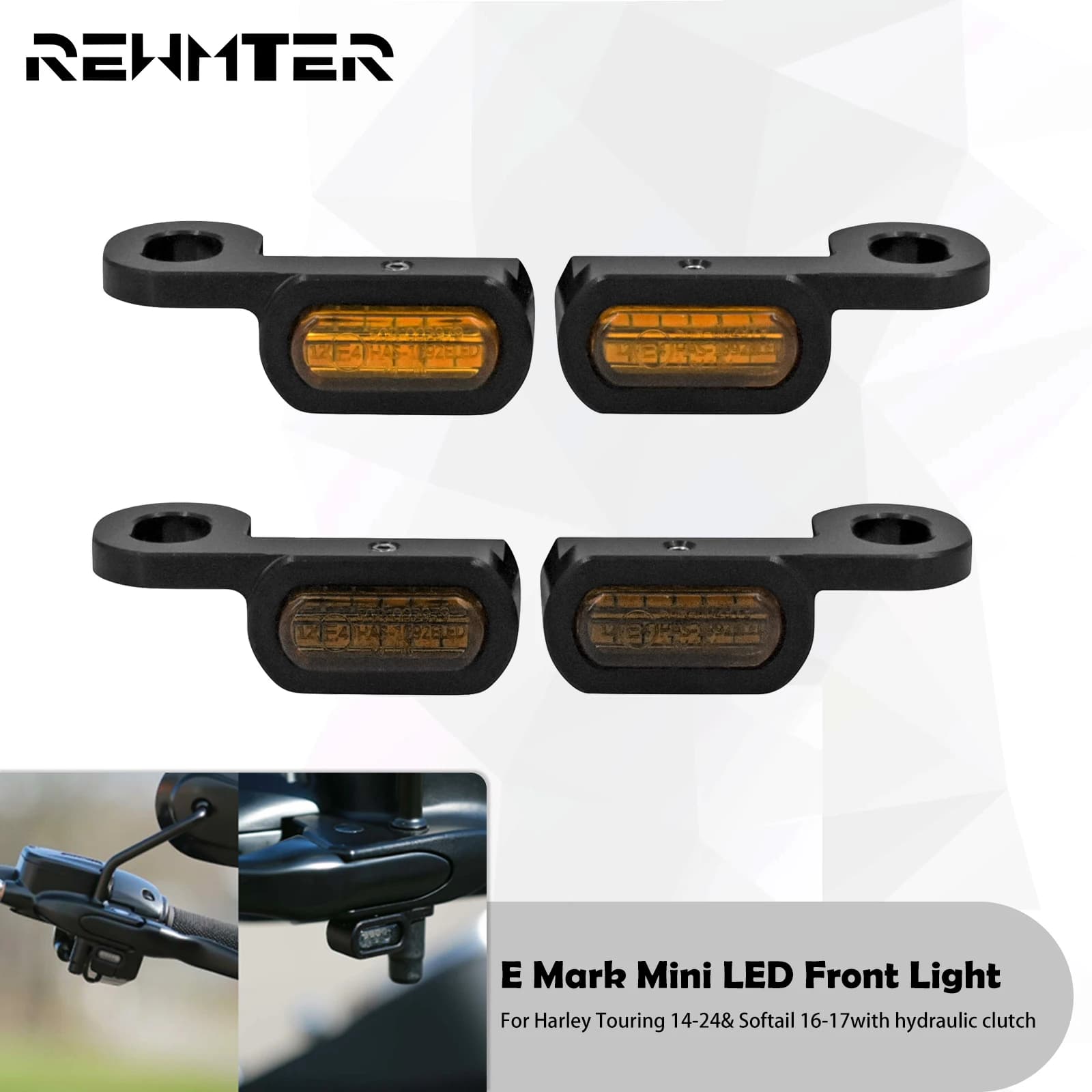 Motorcycle Mini LED Turn Signal Amber Light 12V E Mark For Harley Softail Touring Road King FLTRX FLHT FLHX 14-23 Softail 16-17