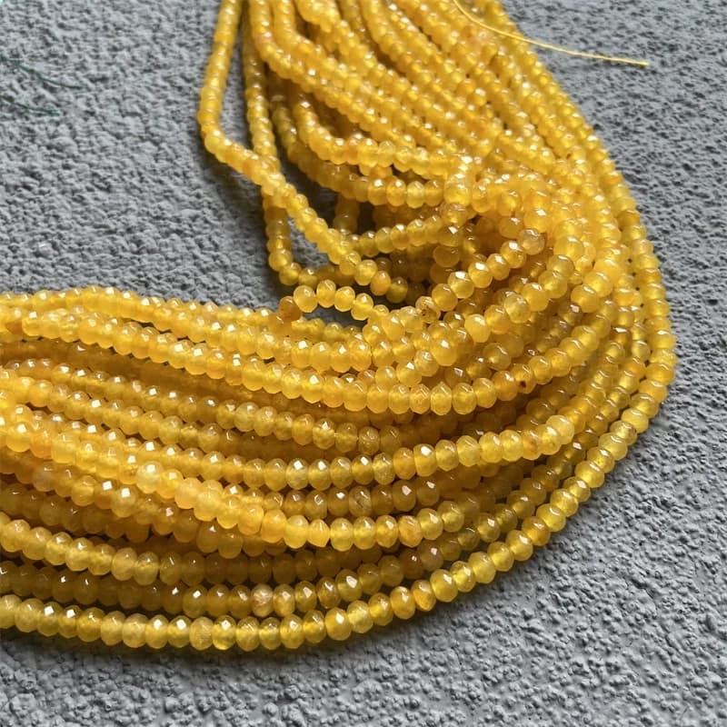 Natural Minerals Stone 4*6MM Brazil Faceted Yellow Topaz Round Loose Beads for Jewelry Making DIY Bracelet Necklace