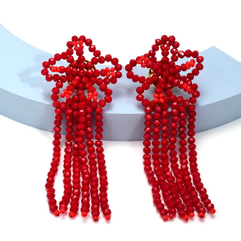 Bohemia Handmade Beads Dangle Earring Women's Ethnic Vintage Statement Acrylic Drop Earrings Jewelry Wholesale Brincos
