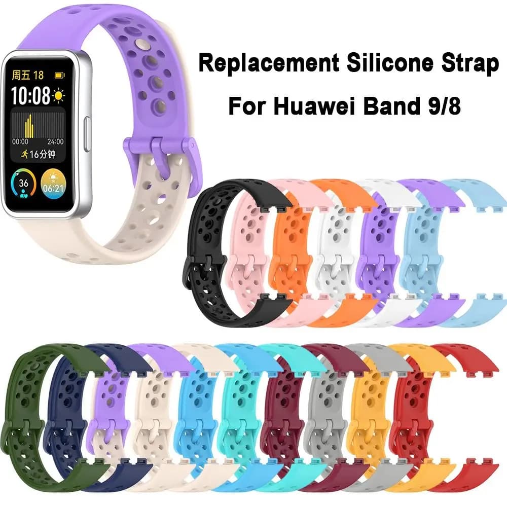 New Replacement Silicone Watch Strap Wristband Smart Watch Bracelet Breathable Accessories Watchband for Huawei Band 9/8 Soft