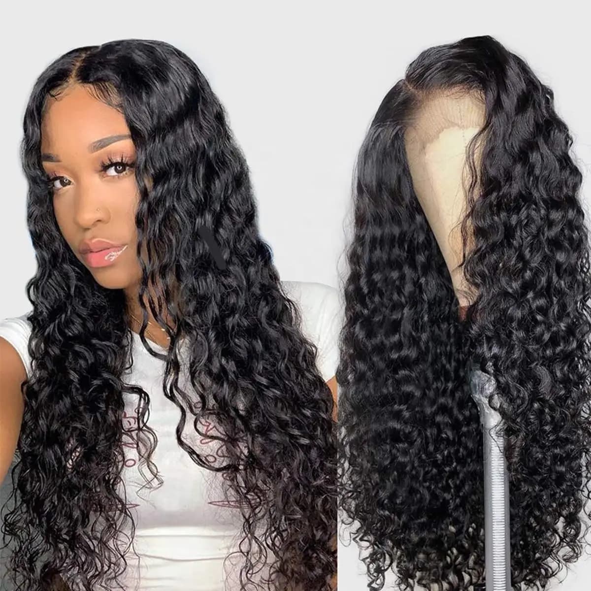 13x4 Deep Wave Lace Front Wigs Transparent Human Hair Wigs for Women Deep Curly Human Hair 13X4 Lace Frontal Wig Human Hair